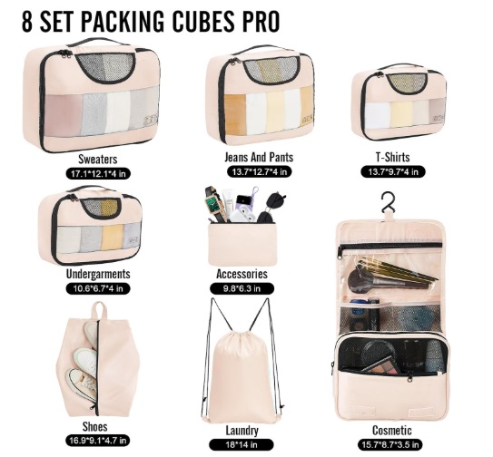 Veken 8 Set Packing Cubes for Travel review 1