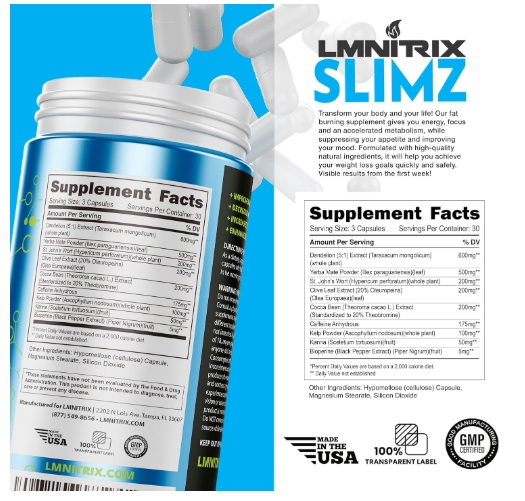 LMNITRIX SLIMZ Fat Burner Diet Pills review 1