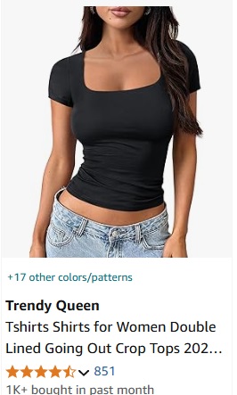 Trendy Queen Tshirts Shirts for Women Double Lined Going Out Crop Tops