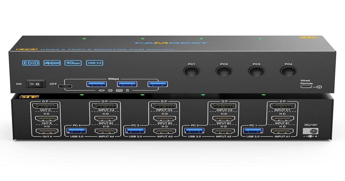 KVM Switch 3 Monitors 4 Computers 4K@60Hz