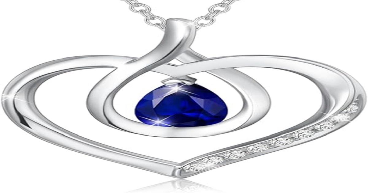 AGVANA Heart Birthstone Necklace