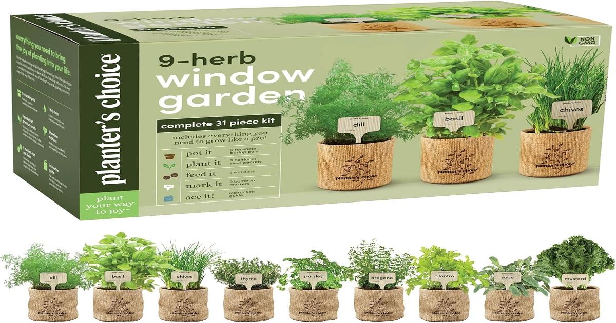 Planters' Choice 9 Herb Indoor Window Garden Kit. Trendy & Modern store